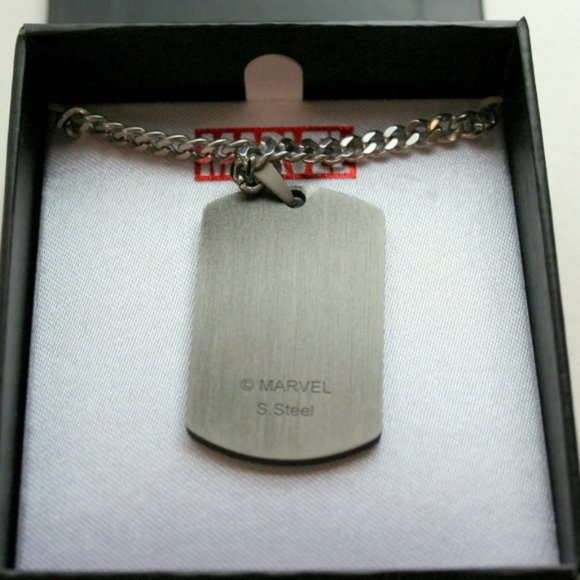 Marvel Comics Deadpool Logo Dog Tag Stainless Steel Necklace Pendant New NOS Box - Picture 3 of 5